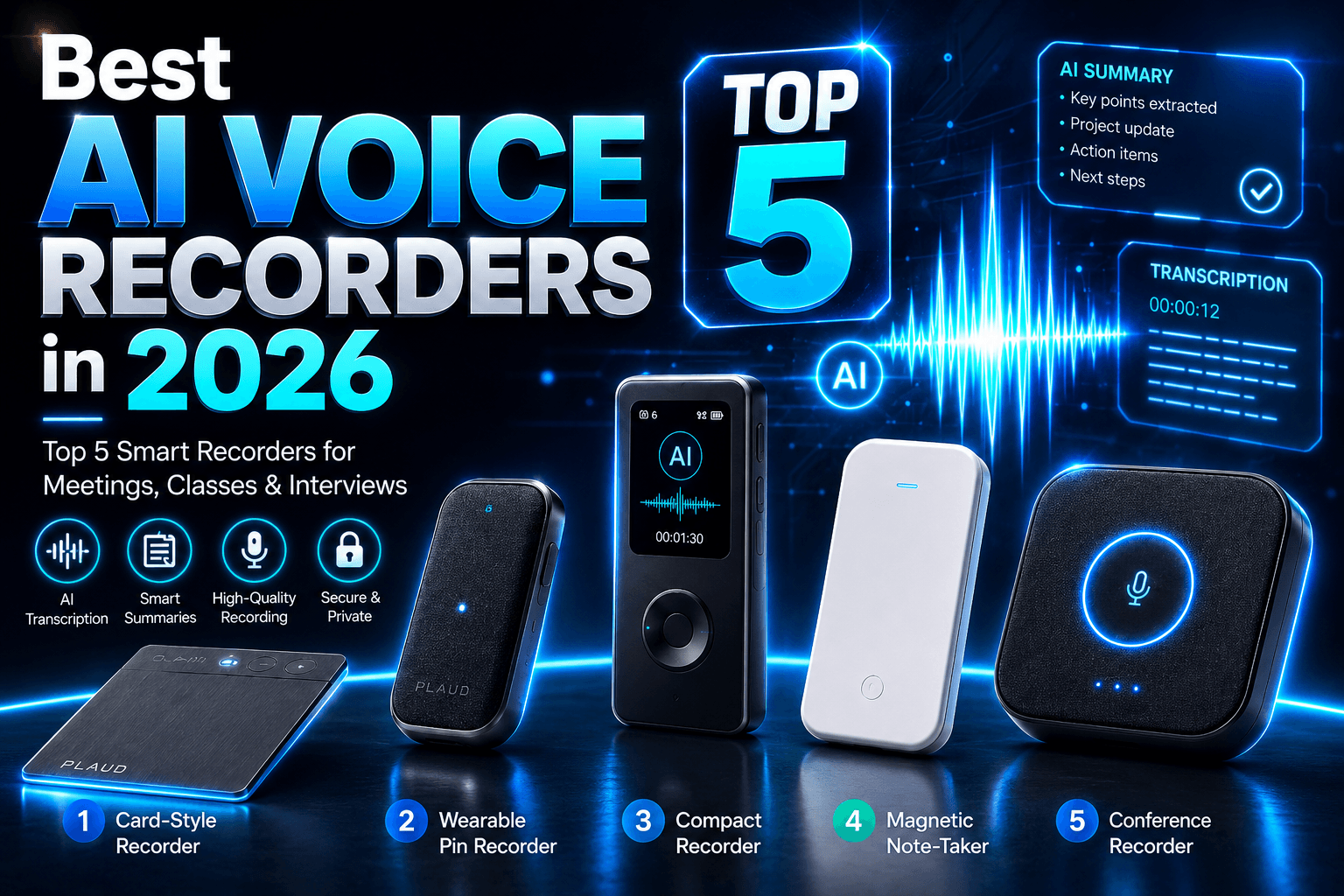 Best AI Voice Recorders in 2026: Top 5 Smart Recorders for Meetings, Classes and Interviews